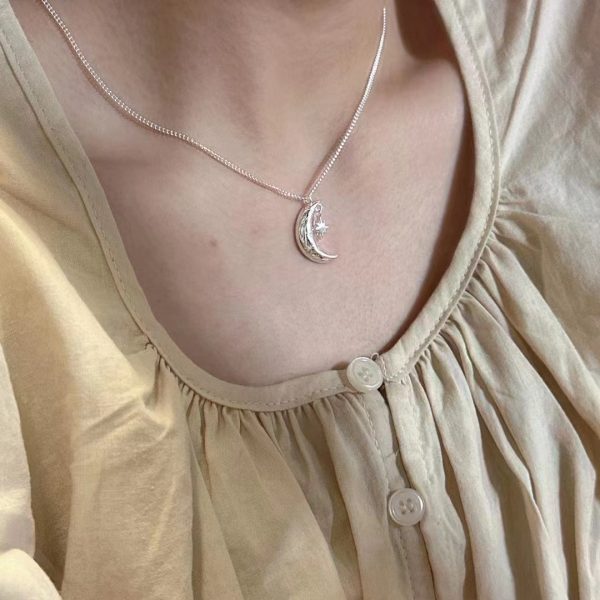 Wholesale 925 Sterling Silver Star and Moon Necklace - Image 4