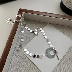 Wholesale 925 Sterling Silver Sequin OT Clavicle Chain