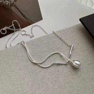 Wholesale 925 Sterling Silver Pearl Splicing Necklace