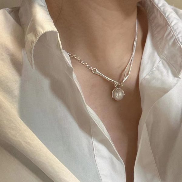 Wholesale 925 Sterling Silver Pearl Splicing Necklace - Image 4