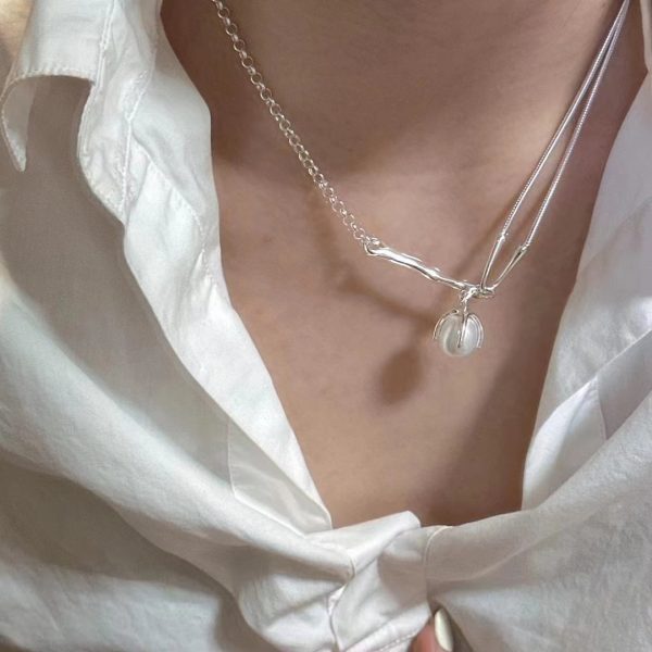 Wholesale 925 Sterling Silver Pearl Splicing Necklace - Image 5