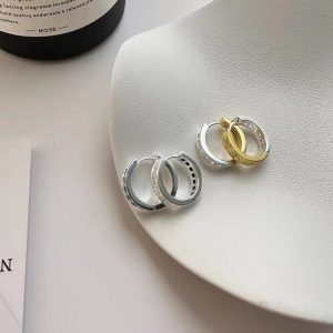 Wholesale 925 Sterling Silver Colorblocking Hoop Earrings
