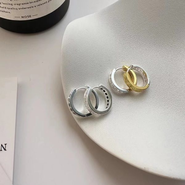 Wholesale 925 Sterling Silver Colorblocking Hoop Earrings