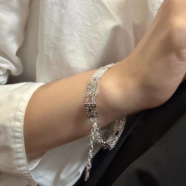 Wholesale 925 Sterling Silver Textured Block Bracelet - Image 4