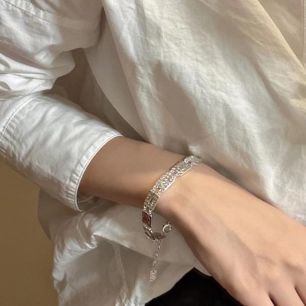 Wholesale 925 Sterling Silver Textured Block Bracelet - Image 5