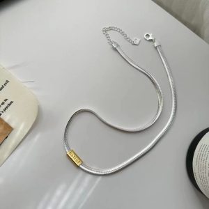 Wholesale 925 Sterling Silver Color Separation Blade Clavicle Chain