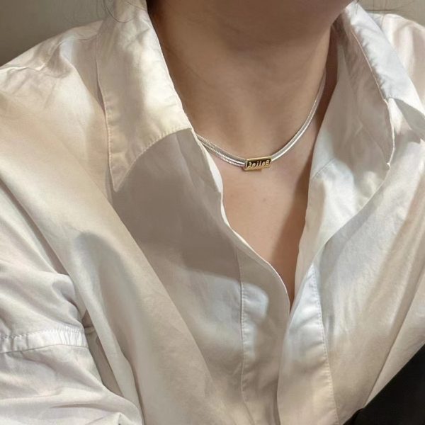 Wholesale 925 Sterling Silver Color Separation Blade Clavicle Chain - Image 5