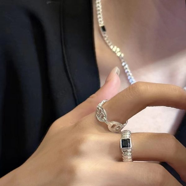 Wholesale 925 Sterling Silver Black Zirconia Necklace ＆ Ring - Image 5