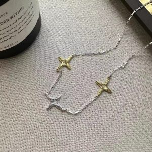 Wholesale 925 Sterling Silver Star Necklace In Silver&Gold