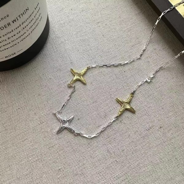 Wholesale 925 Sterling Silver Star Necklace In Silver&Gold
