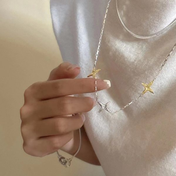 Wholesale 925 Sterling Silver Star Necklace In Silver&Gold - Image 4
