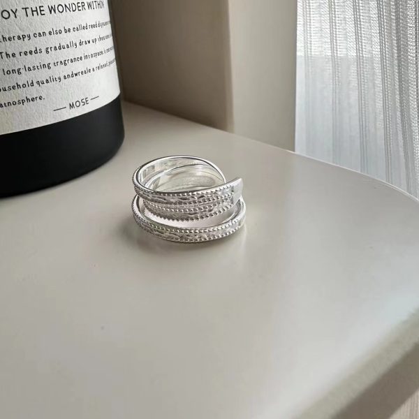 Wholesale 925 Sterling Silver Triple Layer Texture Ring
