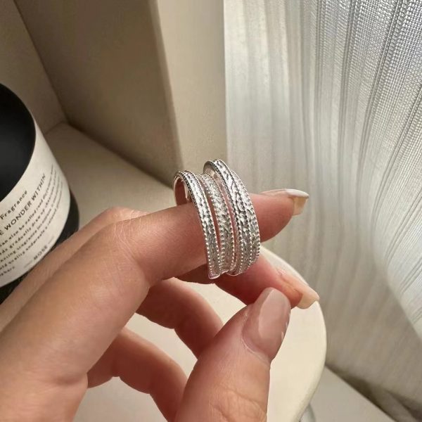 Wholesale 925 Sterling Silver Triple Layer Texture Ring - Image 4