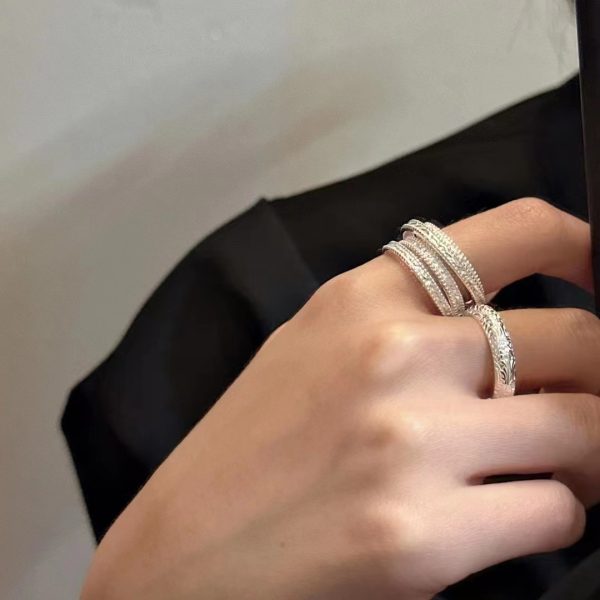 Wholesale 925 Sterling Silver Triple Layer Texture Ring - Image 5