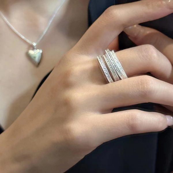 Wholesale 925 Sterling Silver Triple Layer Texture Ring - Image 6