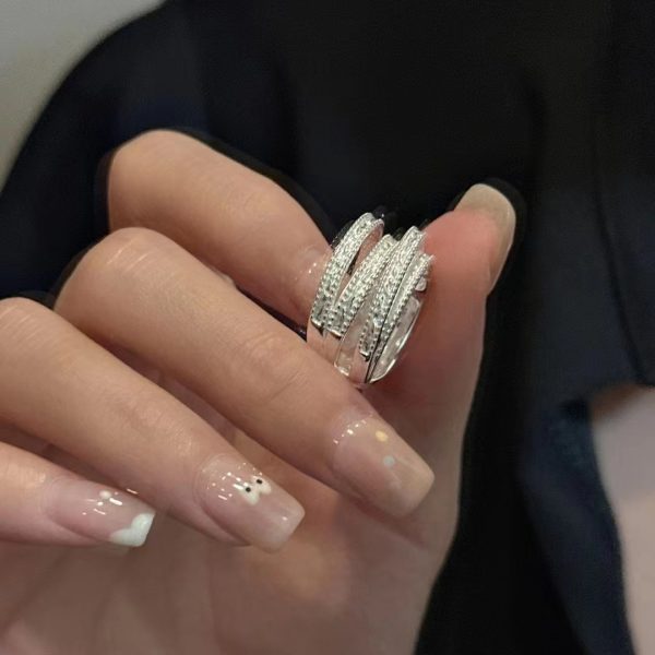 Wholesale 925 Sterling Silver Triple Layer Texture Ring - Image 3