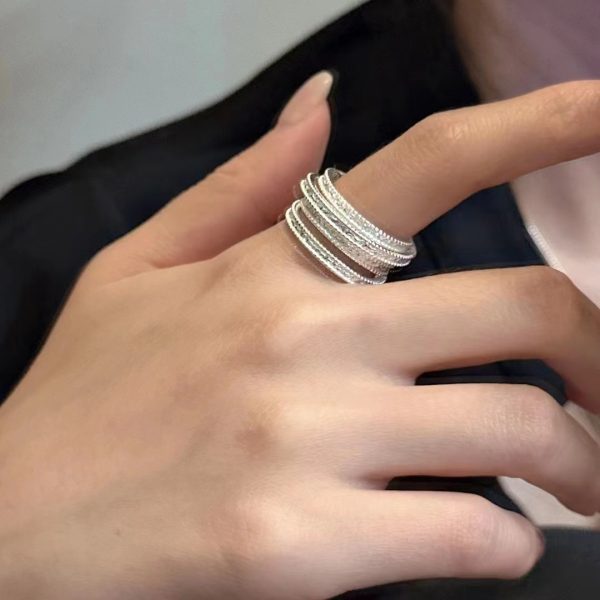 Wholesale 925 Sterling Silver Triple Layer Texture Ring - Image 7