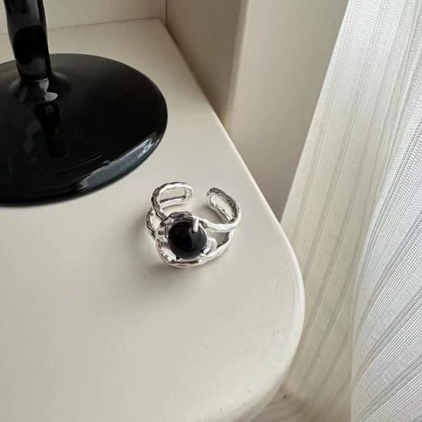 Wholesale 925 Sterling Silver Black agate Ring