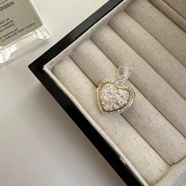 Wholesale 925 Sterling Silver Heart Pendant In Silver&Gold