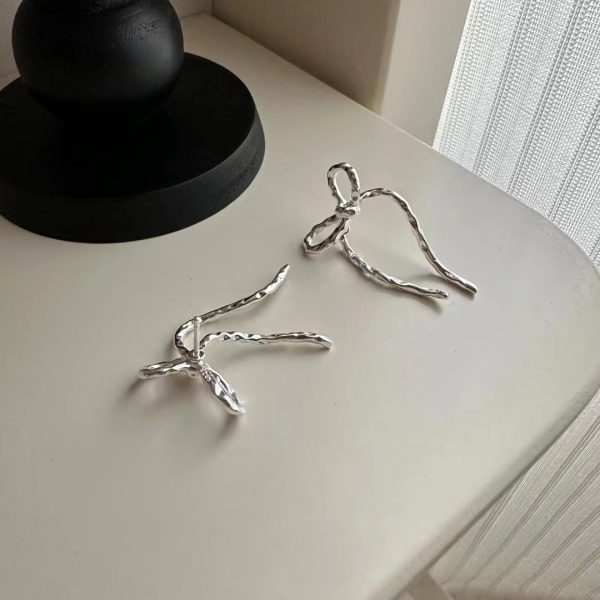 Wholesale 925 Sterling Silver Textured Bow Earrings