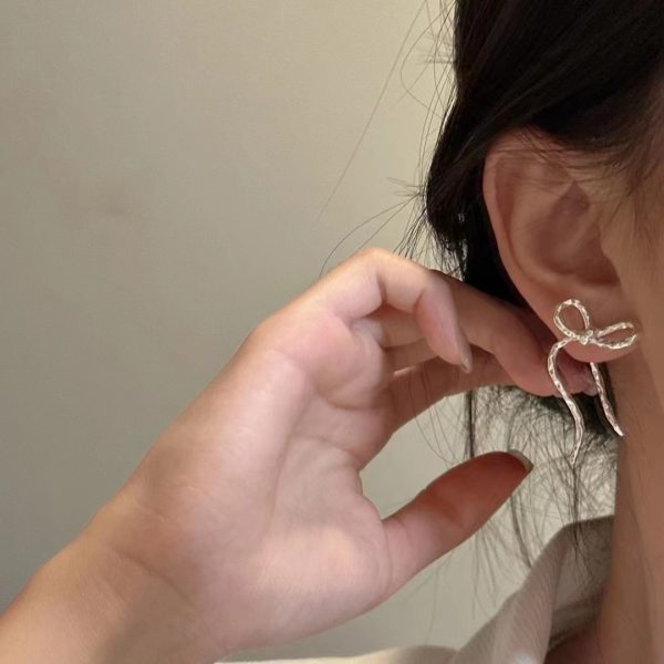 Wholesale 925 Sterling Silver Textured Bow Earrings - Image 7