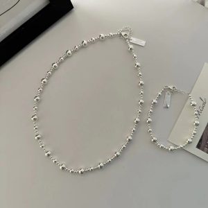 Wholesale 925 Sterling Silver Gradient Beads Necklace ＆ Bracelet