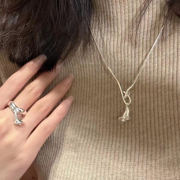 Wholesale 925 Sterling Silver Calla Lily Set Necklace ＆ Earrings ＆ Ring - Image 8