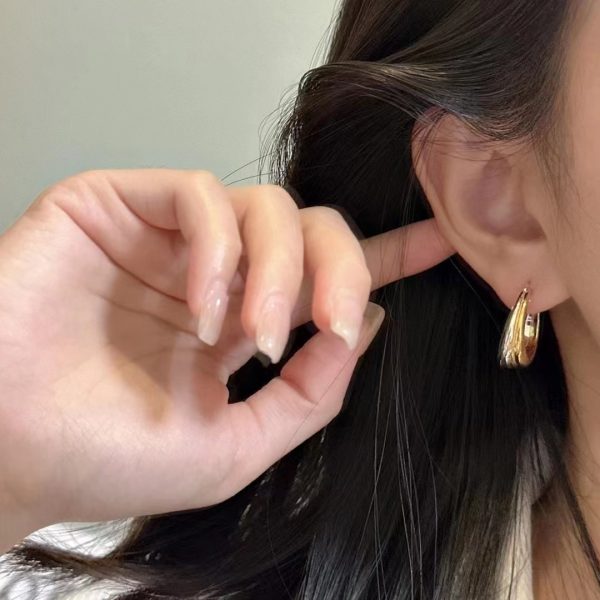 Wholesale 925 Sterling Silver Color Separation U-shaped Hoop Earrings - Image 4