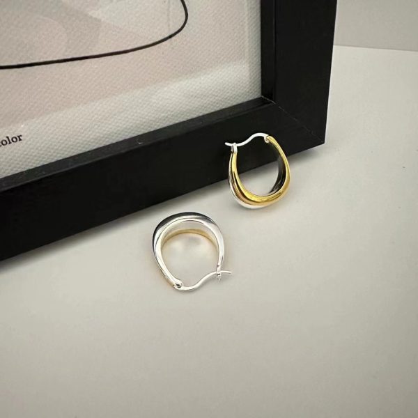 Wholesale 925 Sterling Silver Color Separation U-shaped Hoop Earrings - Image 2