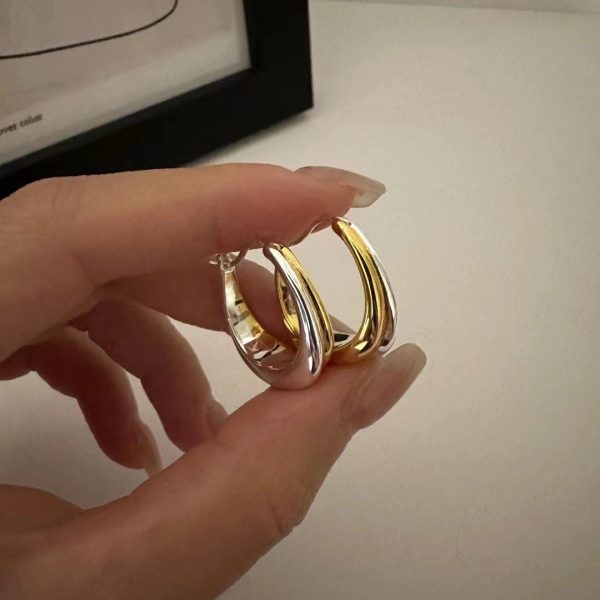 Wholesale 925 Sterling Silver Color Separation U-shaped Hoop Earrings - Image 3