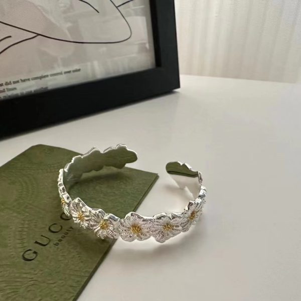 Wholesale 925 Sterling Silver Golden Daisy Bangle - Image 3
