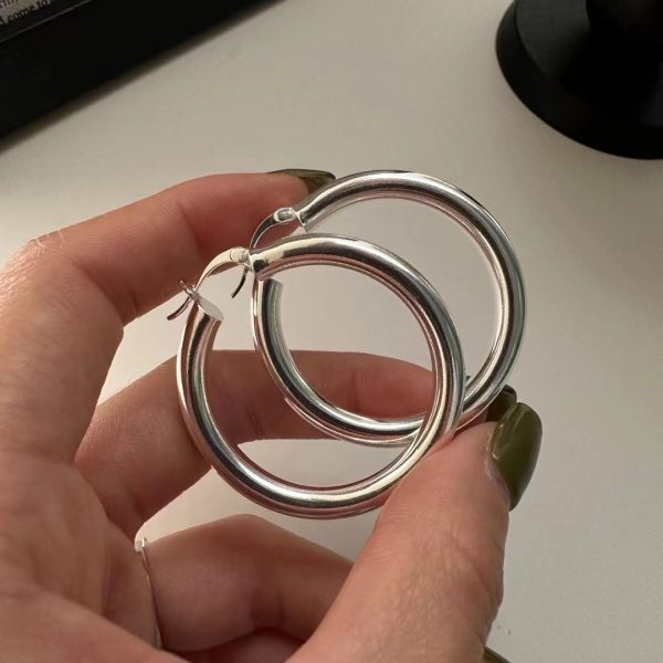 Wholesale 925 Sterling Silver Large Hollow Hoop Earrings - Image 3