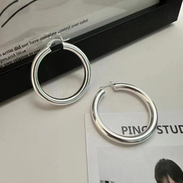 Wholesale 925 Sterling Silver Large Hollow Hoop Earrings
