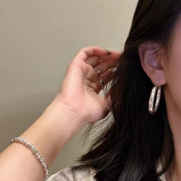 Wholesale 925 Sterling Silver Large Hollow Hoop Earrings - Image 5