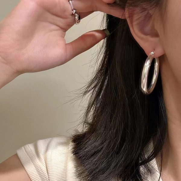 Wholesale 925 Sterling Silver Large Hollow Hoop Earrings - Image 4