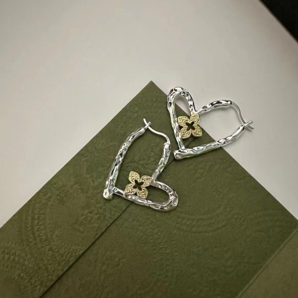 Wholesale 925 Sterling Silver Gold and Silver Four Leaf Stud Earrings
