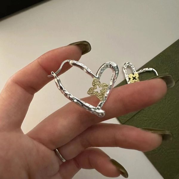 Wholesale 925 Sterling Silver Gold and Silver Four Leaf Stud Earrings - Image 3