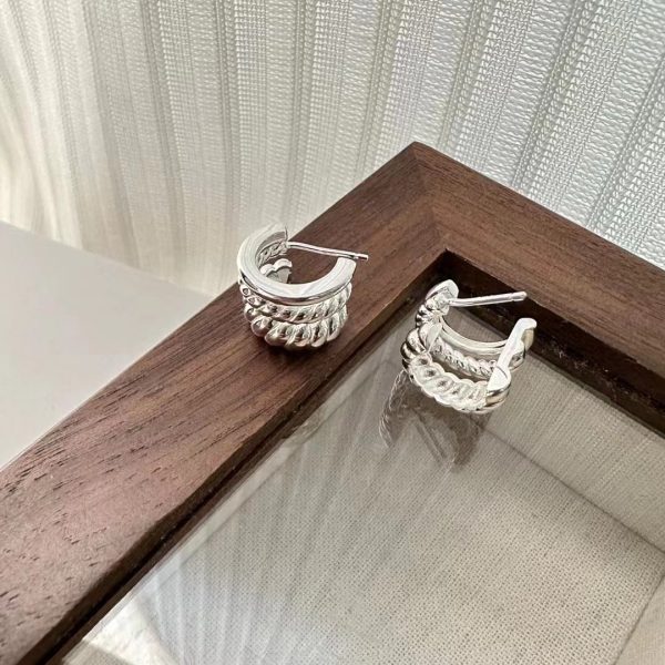 Wholesale 925 Sterling Silver Triple Twist Earrings