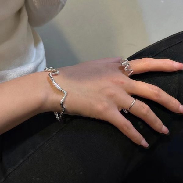 Wholesale 925 Sterling Silver Wave bracelet & ring - Image 4