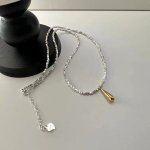 Wholesale 925 Sterling Silver Golden Teardrop Necklace