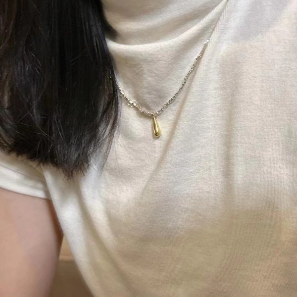 Wholesale 925 Sterling Silver Golden Teardrop Necklace - Image 4