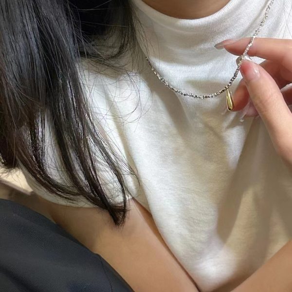 Wholesale 925 Sterling Silver Golden Teardrop Necklace - Image 5