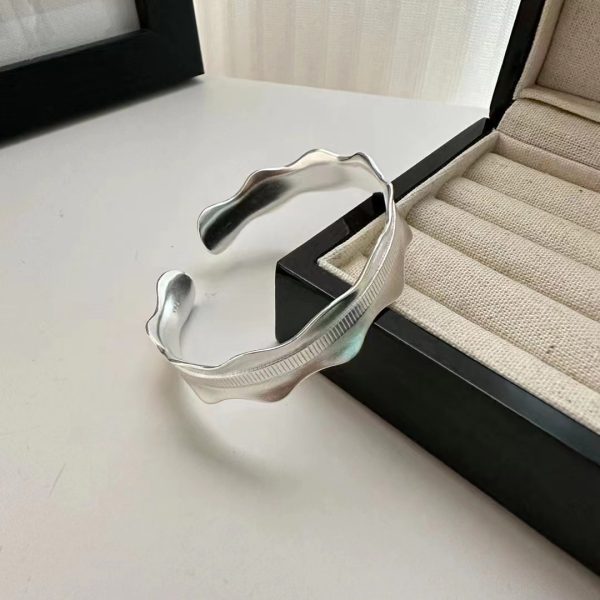 Wholesale 925 Sterling Silver Frosted Wave Bracelet & Ring - Image 3