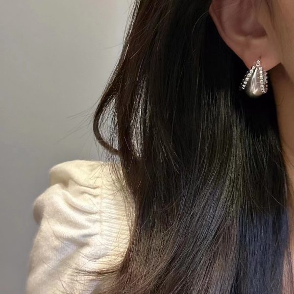 Wholesale 925 Sterling Silver Matte Curved Bead Earrings - Image 6