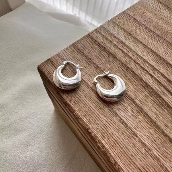 Wholesale 925 Sterling Silver Round Smooth Hoop Earrings