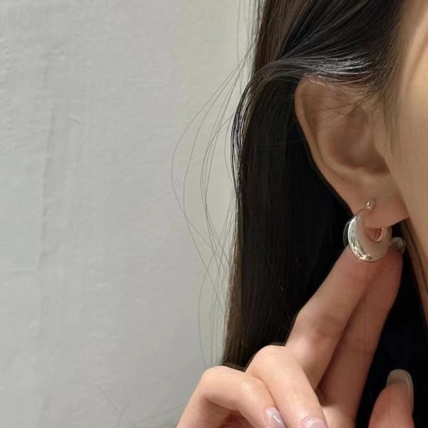 Wholesale 925 Sterling Silver Round Smooth Hoop Earrings - Image 5