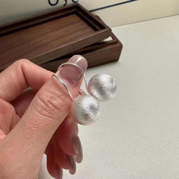 Wholesale 925 Sterling Silver Brushed Ball Earrings - Image 3