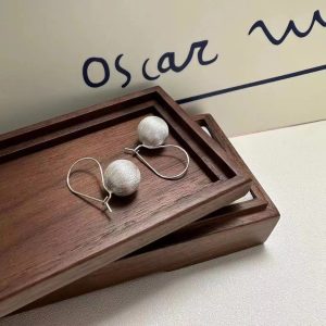 Wholesale 925 Sterling Silver Brushed Ball Earrings