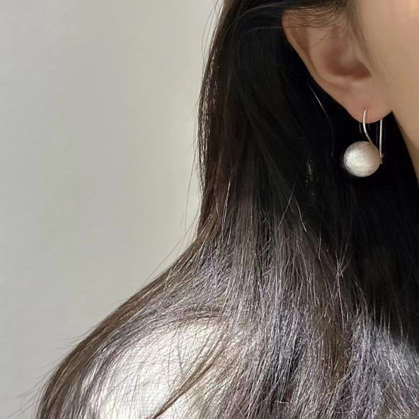Wholesale 925 Sterling Silver Brushed Ball Earrings - Image 5