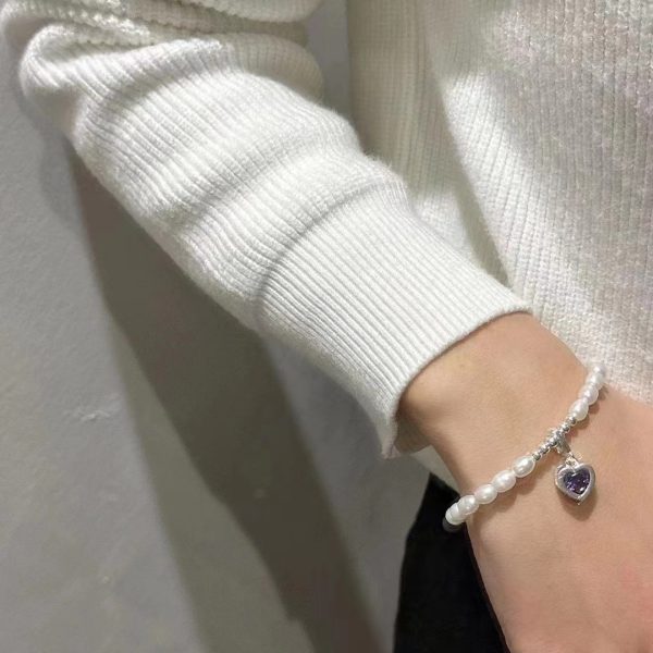 Wholesale 925 Sterling Silver Fancy Color Zircon Pearl Bracelet - Image 4